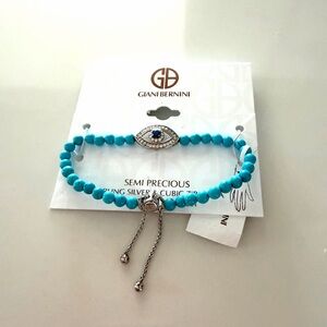 GIANI BERNINI•sterling silver evil eye howlite beaded adjustable bracelet NWT
